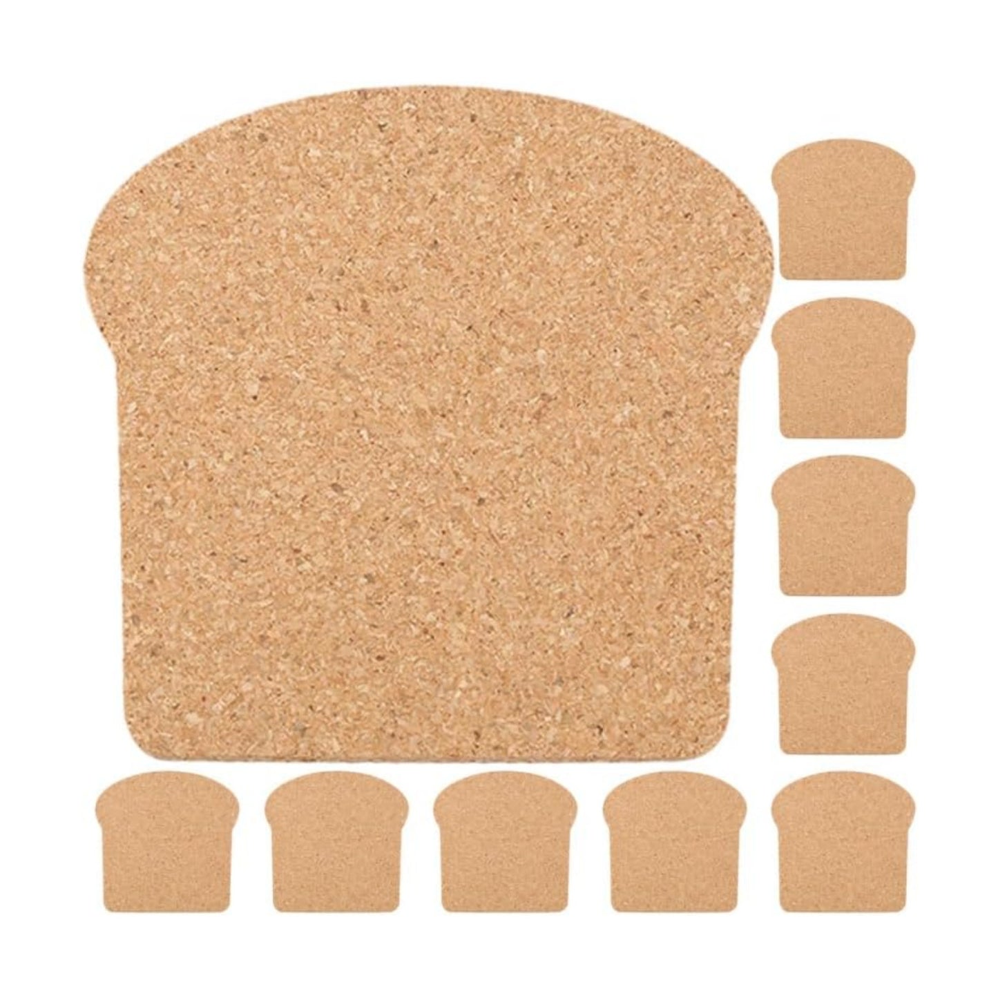 Toast Shaped Cork Coasters Heat-Resistant Cup Mats / 3.93 x 3.93 x 0.19 / Set of 10