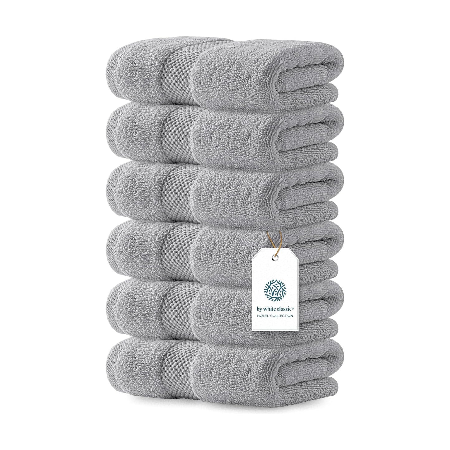 White Classic Luxury Dolphin Gray Hand Towels - Soft 100% Turkish Cotton | Highly Absorbent Hotel spa Bathroom Towel