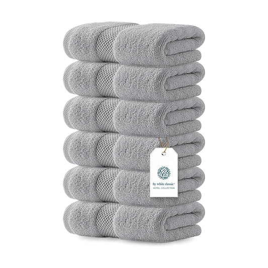 White Classic Luxury Dolphin Gray Hand Towels - Soft 100% Turkish Cotton | Highly Absorbent Hotel spa Bathroom Towel