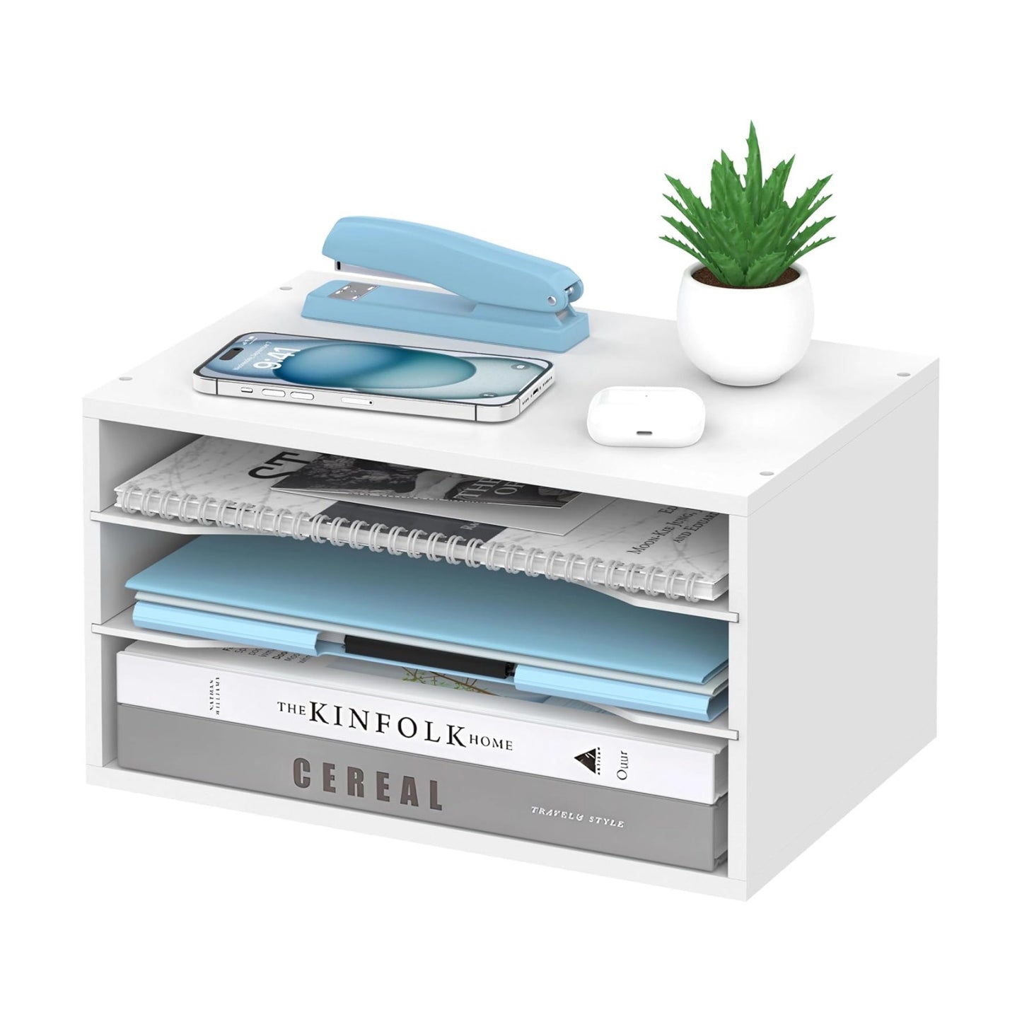 3-Tier Paper Organizer for Desk, Adjustable Mail Organizer, White | 3-Tier Paper Organizer and Mail Organizer for Desk