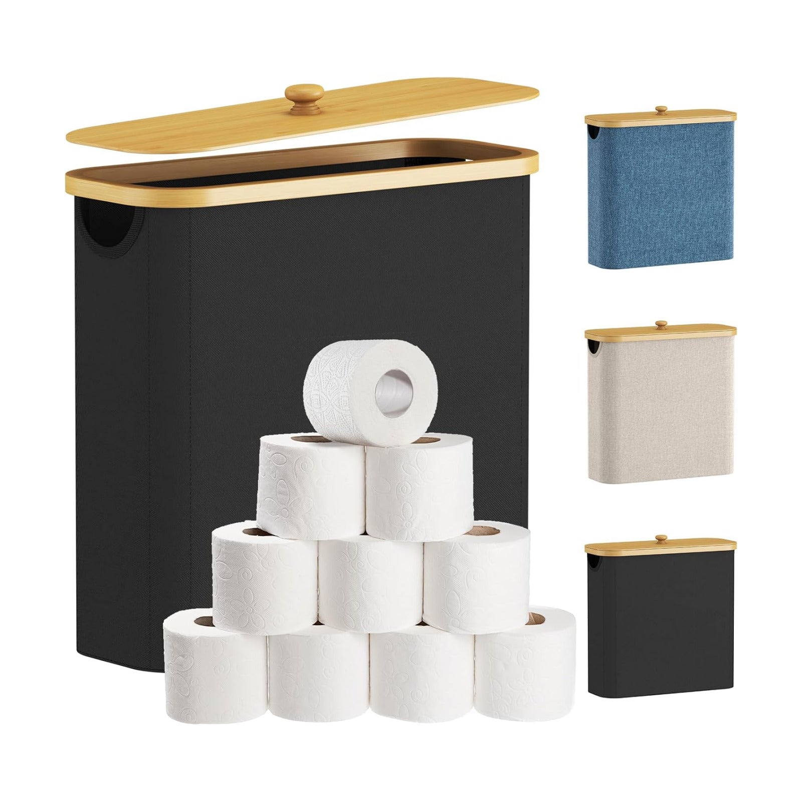 Lifewit Toilet Paper Storage Holder, Extra Large Stand Basket, 30L, Black | 12 to 16 Rolls, Extra Large Paper Stand