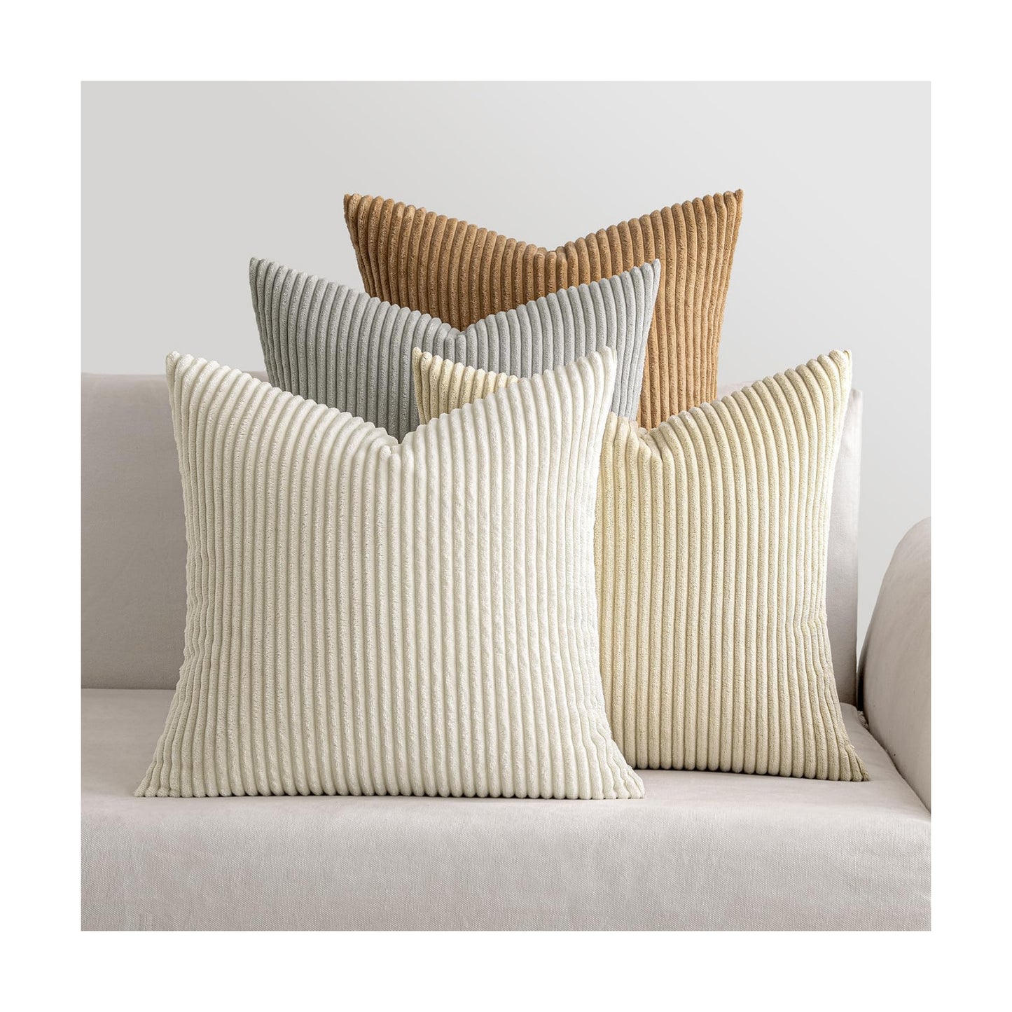 MIULEE Soft Corduroy Decorative Throw Pillow Covers Neutral 18x18