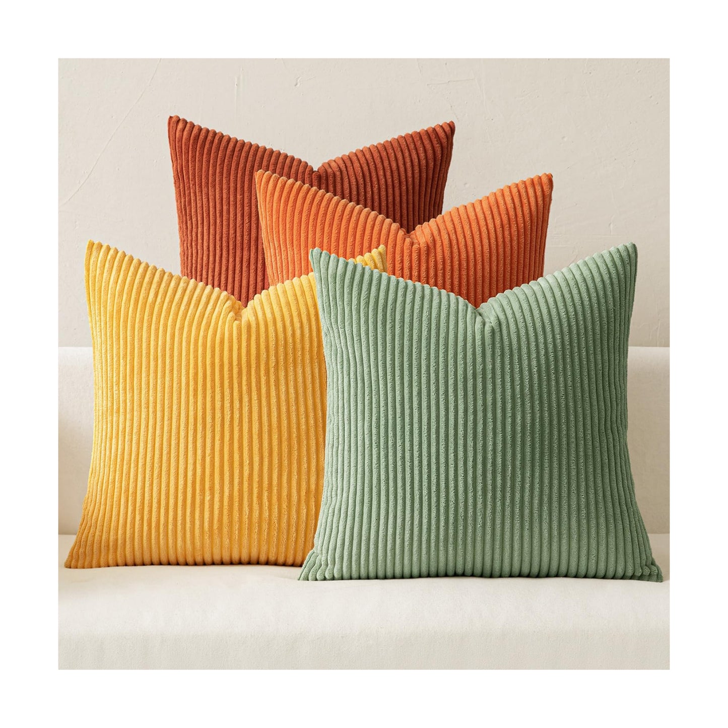MIULEE Fall Decorative Throw Pillow Covers Yellow Rust Green 18x18