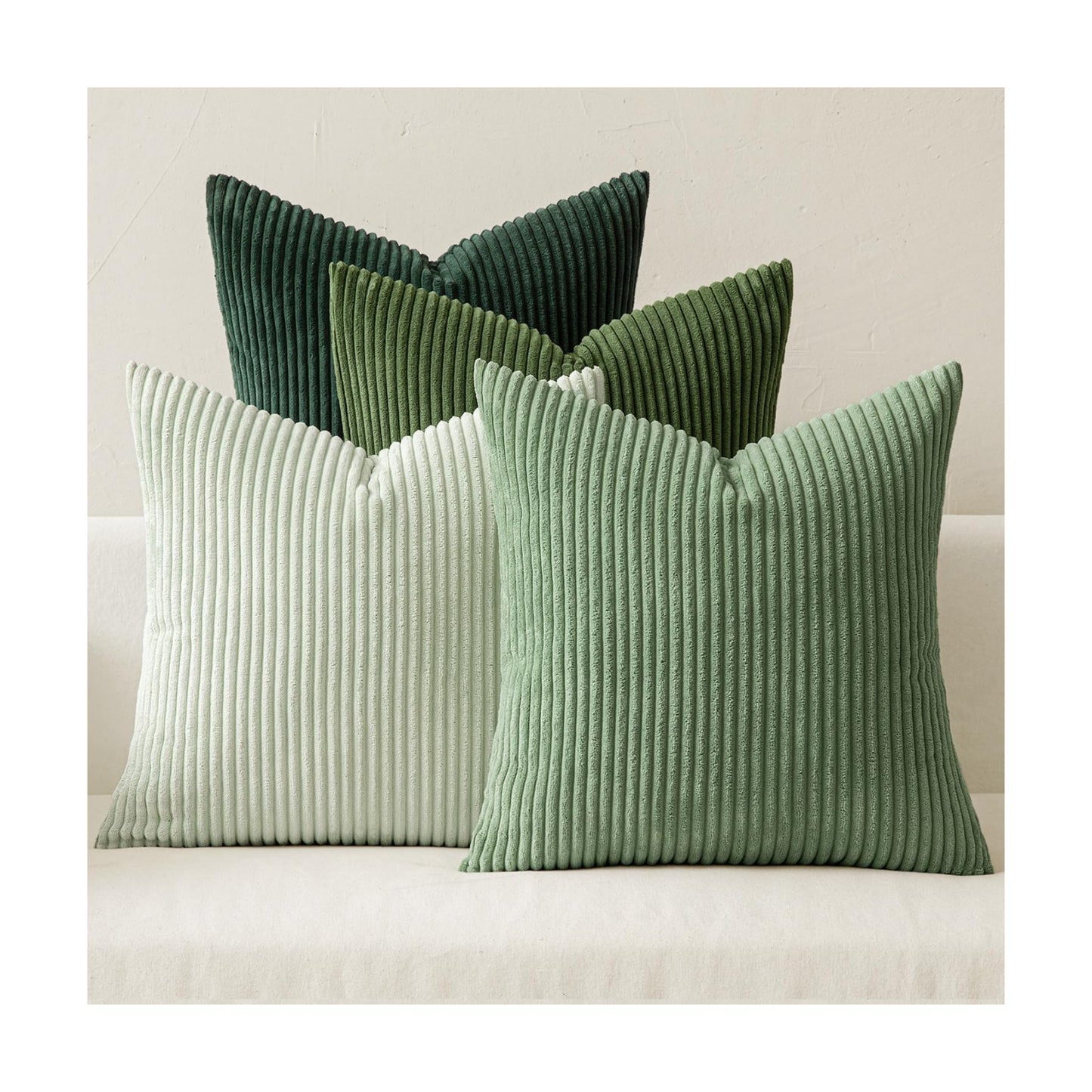 MIULEE Soft Corduroy Decorative Throw Pillow Covers Forest Green 20x20