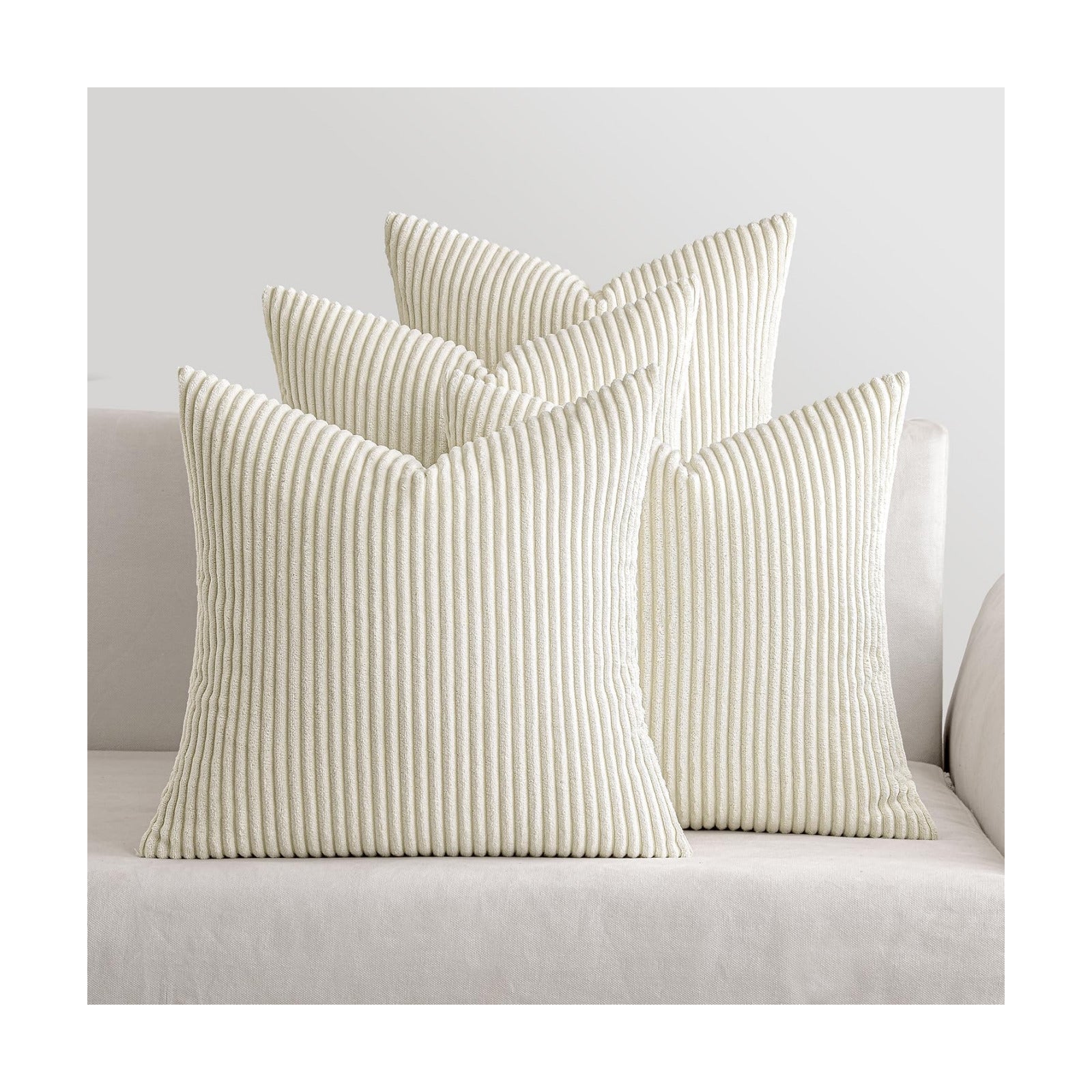 MIULEE Soft Corduroy Decorative Throw Pillow Covers Cream White 18x18