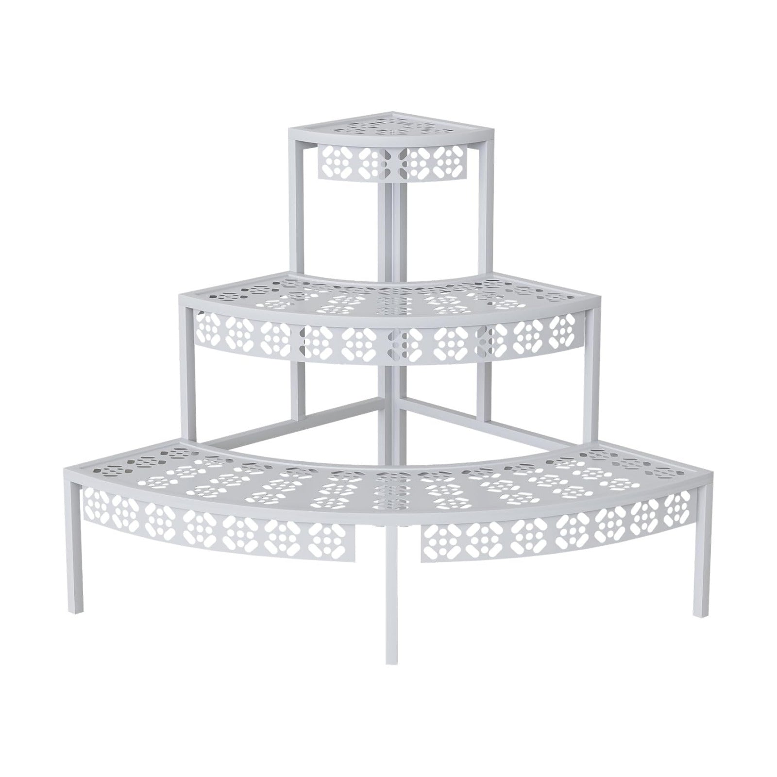 Garden 4 you 3-Tier Semi-Circular Metal Plant Stand, Quarter Round Rack | Semi-circular quarter-round design,3-tier