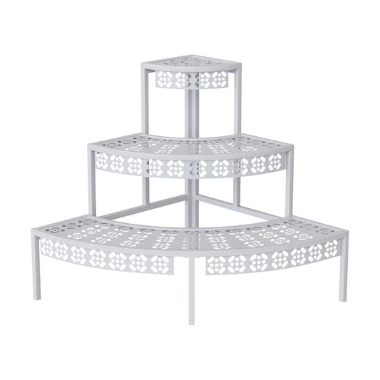 Garden 4 you 3-Tier Semi-Circular Metal Plant Stand, Quarter Round Rack | Semi-circular quarter-round design,3-tier