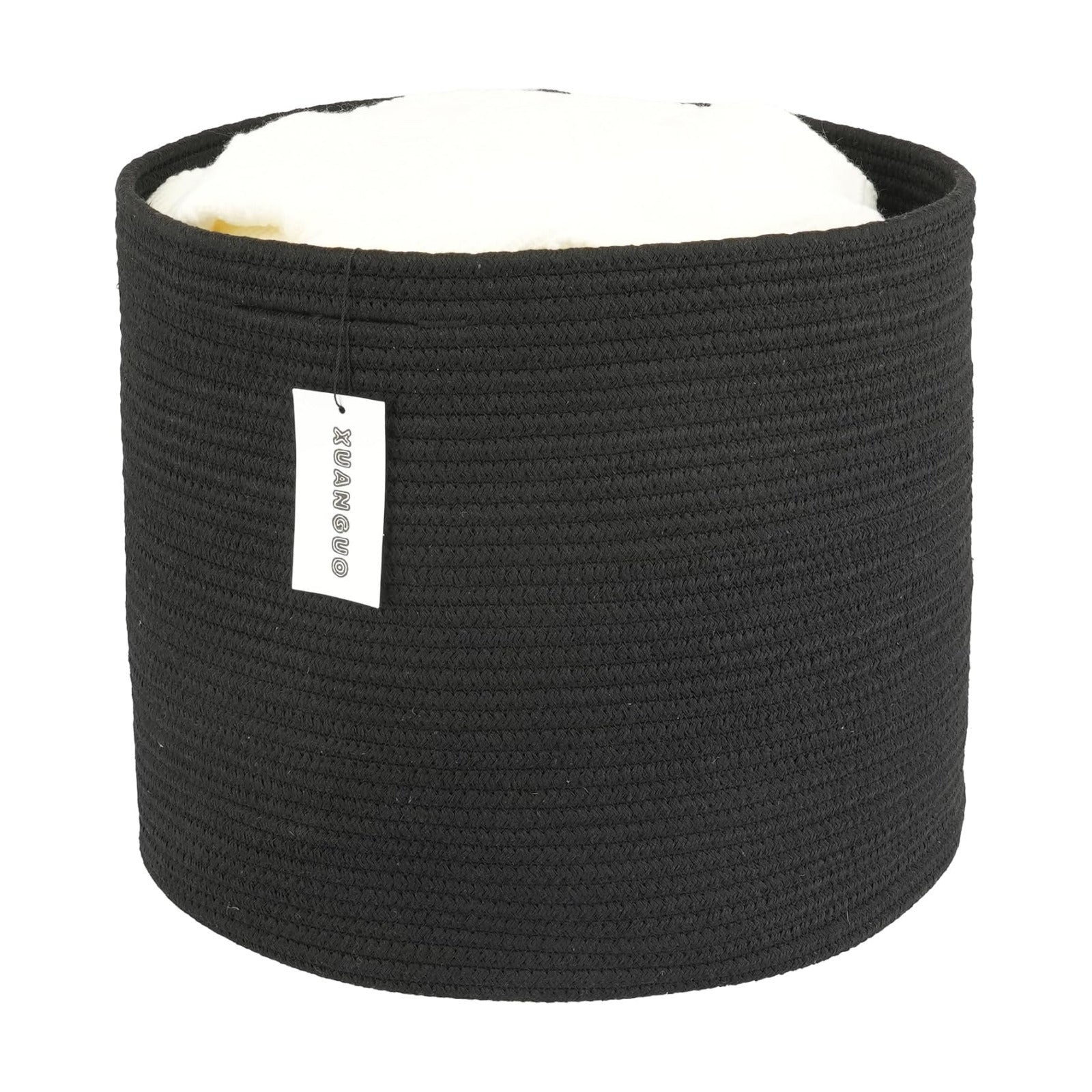 Cotton Rope Basket For Girls Boys Kids " Baby Laundry Basket Nursery Bin Round / Black / 16 x 14