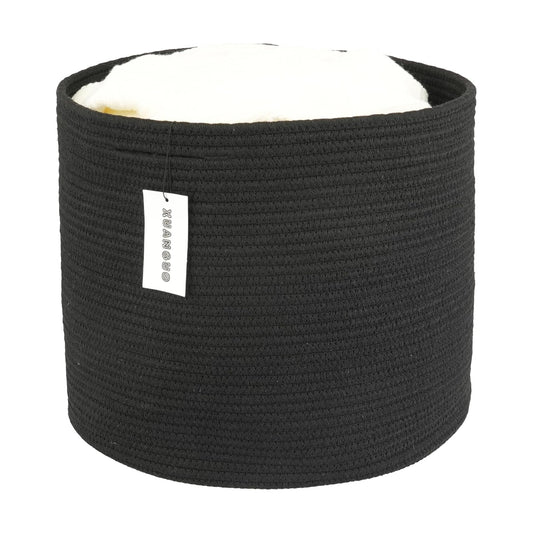Cotton Rope Basket For Girls Boys Kids " Baby Laundry Basket Nursery Bin Round / Black / 16 x 14