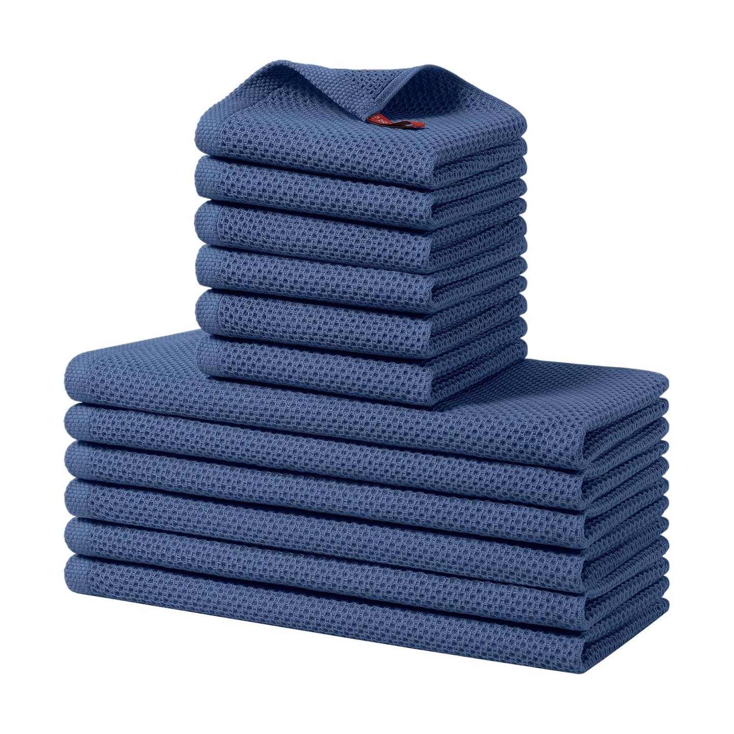 Homaxy 12 Pack 100% Cotton Kitchen Towels and Dishcloths Set, Navy Blue | 12 x 12 Inches and 13 x 28 Inches Kitchen