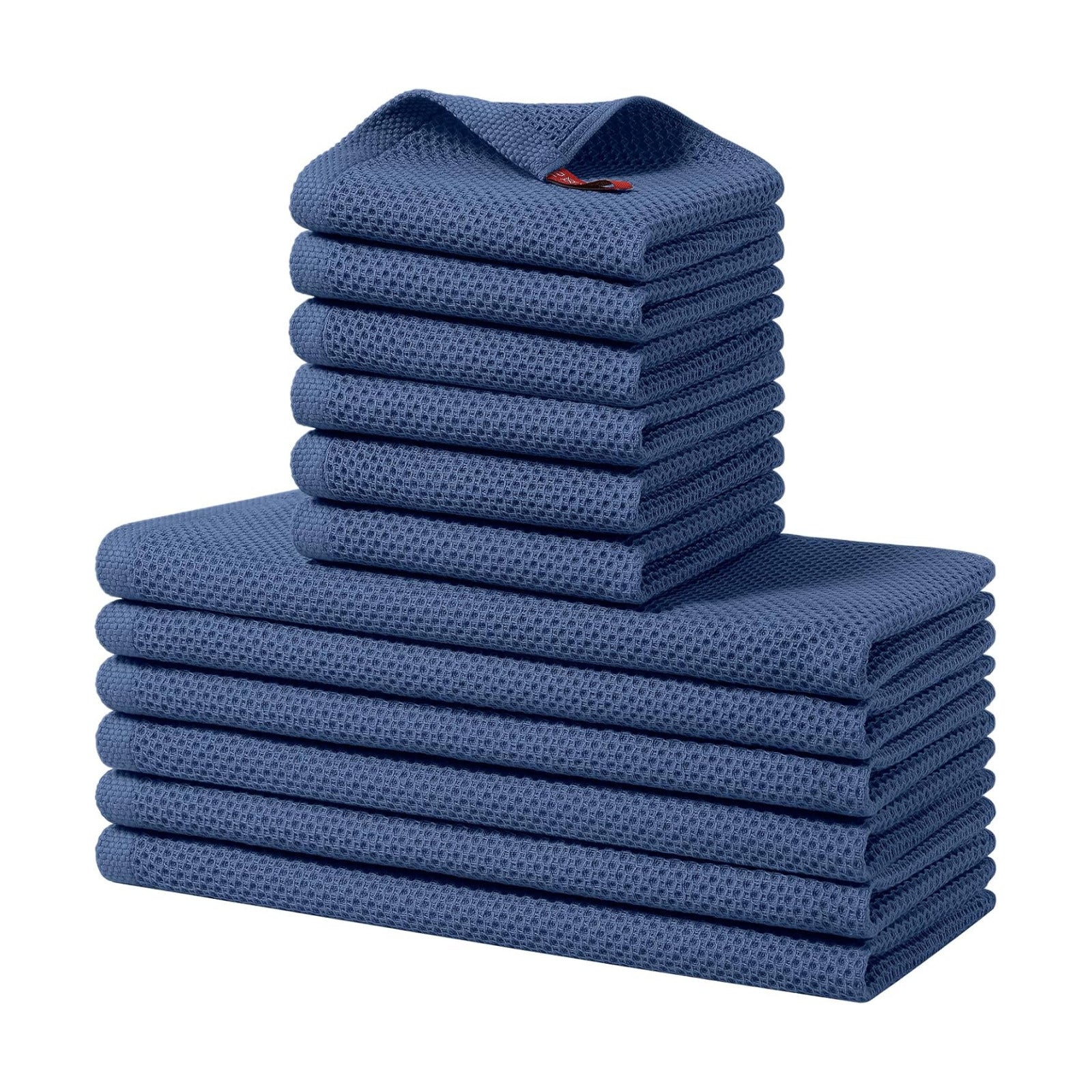 Homaxy 12 Pack 100% Cotton Kitchen Towels and Dishcloths Set, Navy Blue | 12 x 12 Inches and 13 x 28 Inches Kitchen
