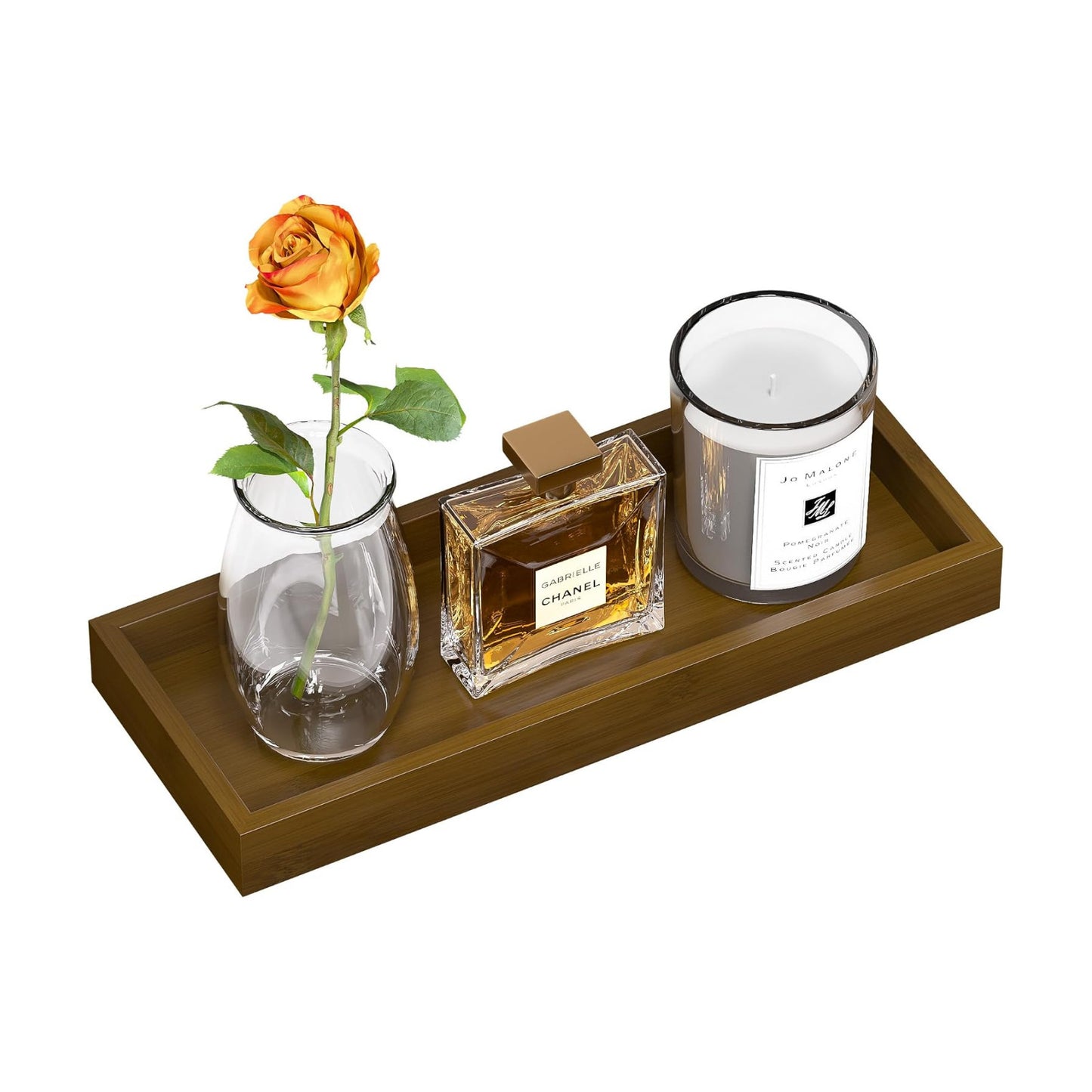Candle / Decorative Tray / 11.3 x 4.4 x 1.1 / Brown