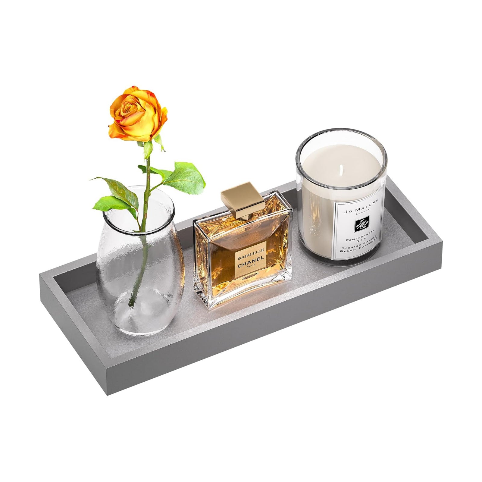 Candle / Decorative Tray / 11.3 x 4.4 x 1.1 / Silver