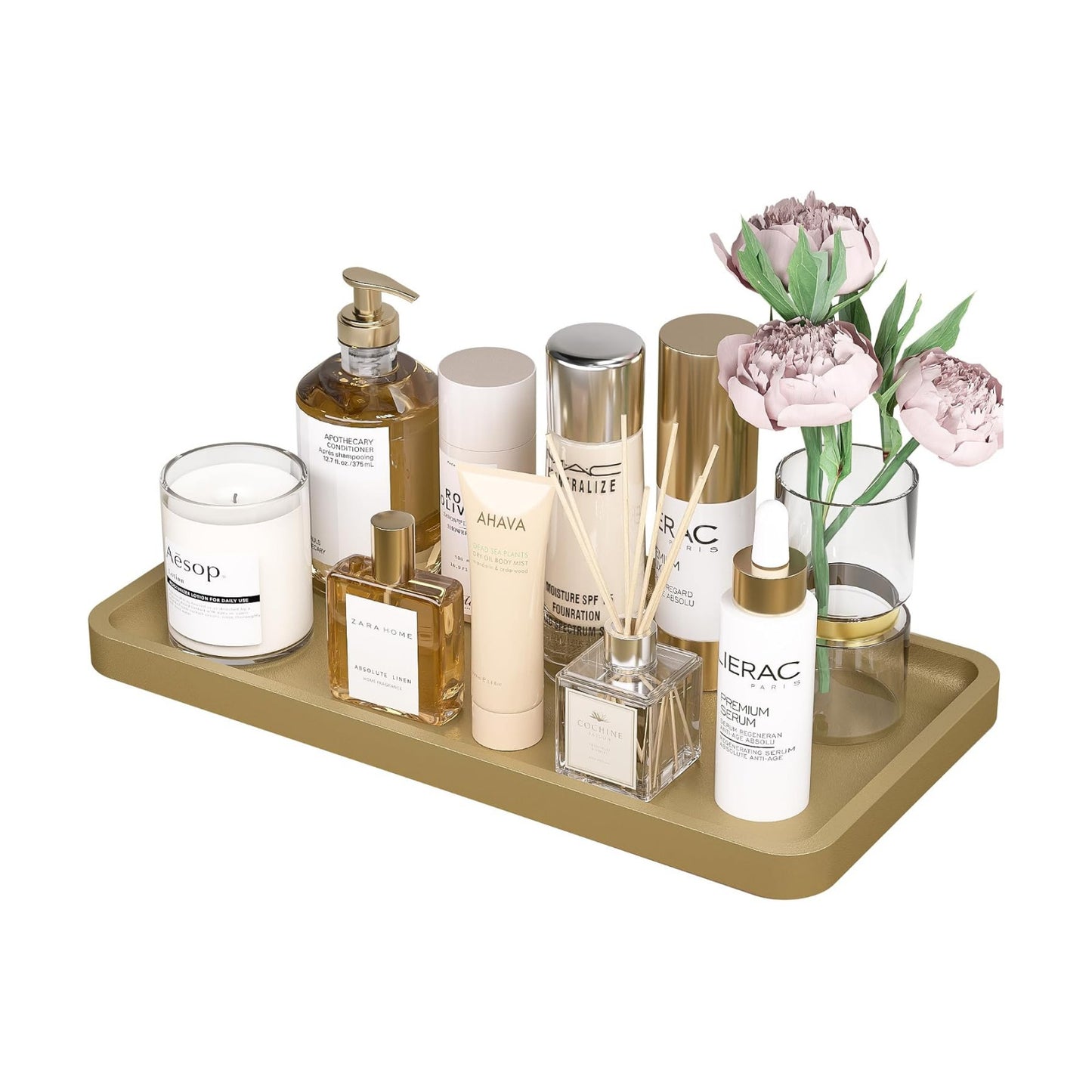 Bamboo Kitchen Tray for Soap / Gold / 11.8 x 6.1 x 0.8