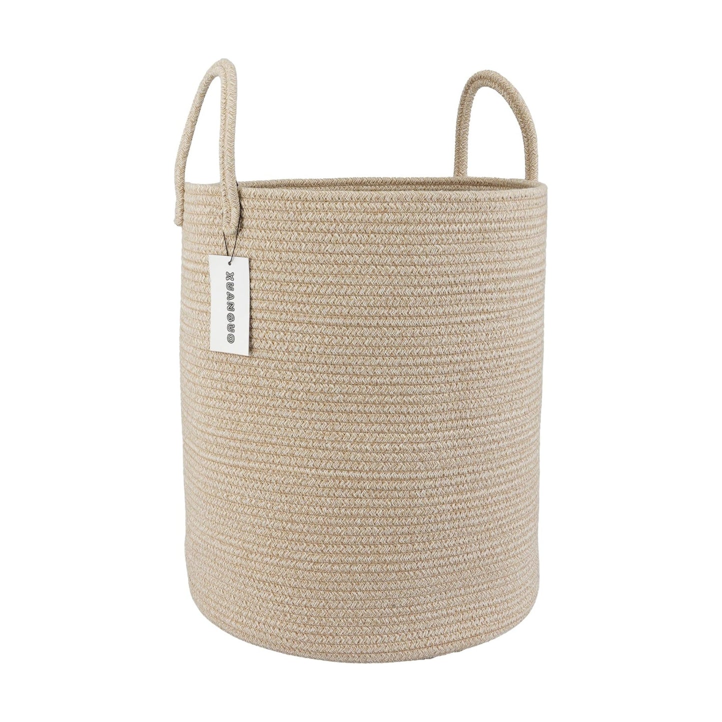 Cotton Rope Laundry Basket Hamper for Clothes Woven Storage Basket / Oatmeal / Regular