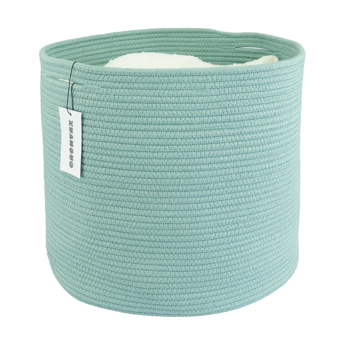 Cotton Rope Basket For Girls Boys Kids " Baby Laundry Baskets Nursery Bin Round / Green / 16 x 14