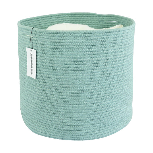 Cotton Rope Basket For Girls Boys Kids " Baby Laundry Baskets Nursery Bin Round / Green / 16 x 14