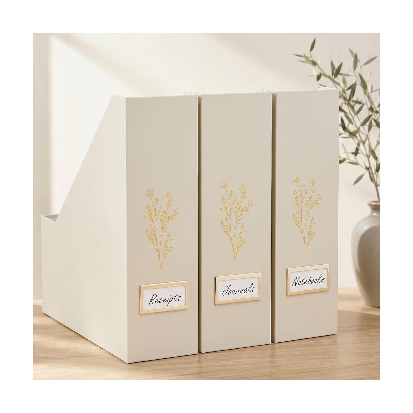 Beautiful Magazine Holder Set Of 3 - Sturdy File Holder for Desk Or Shelves | The Perfect Office Storage to