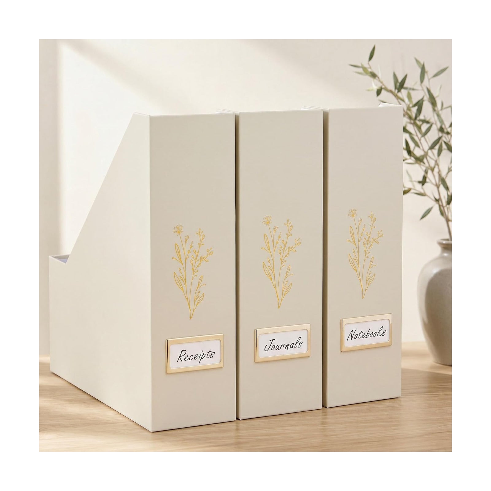 Beautiful Magazine Holder Set Of 3 - Sturdy File Holder for Desk Or Shelves | The Perfect Office Storage to