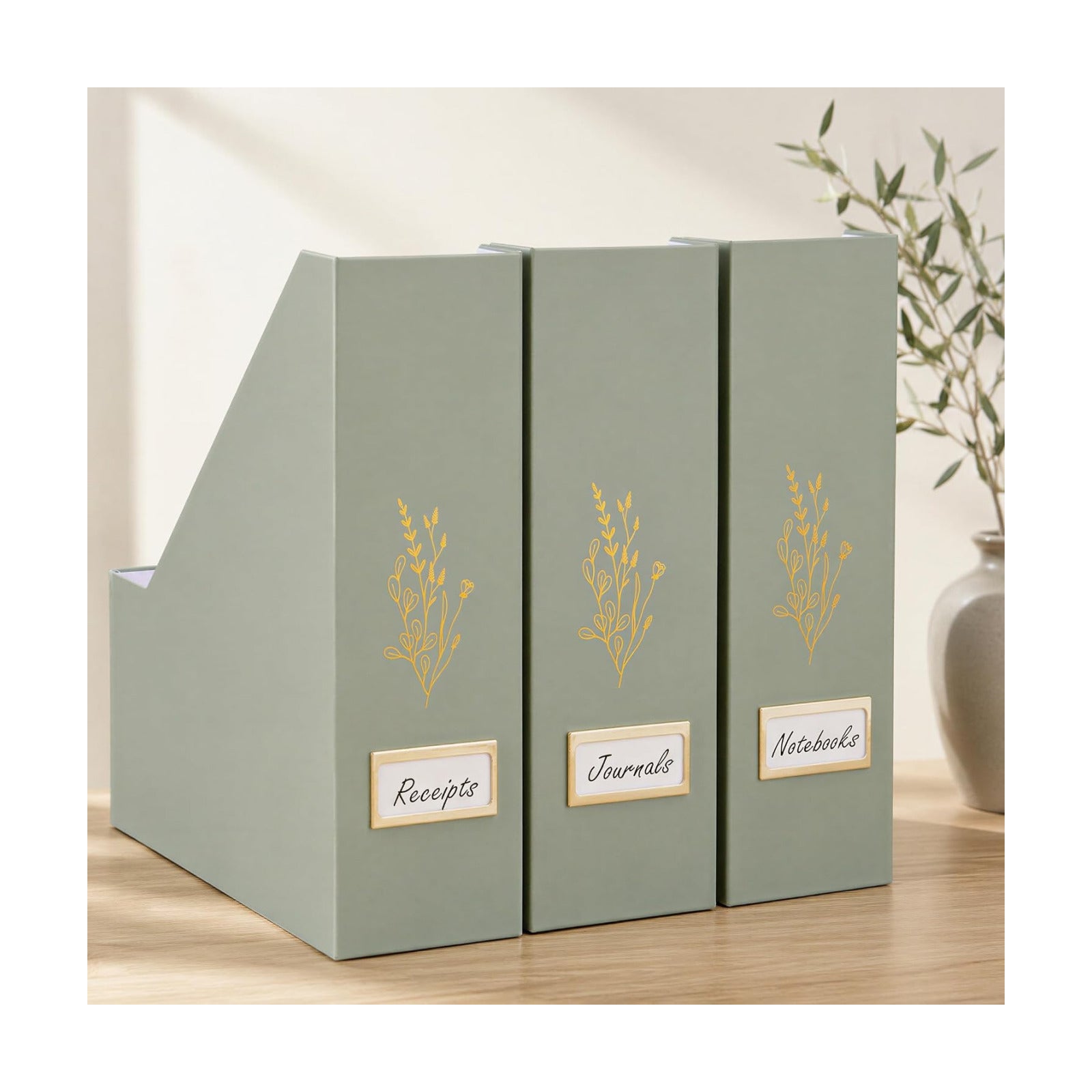 Beautiful Magazine Holder Set Of 3 - Sturdy File Holder for Desk Or Shelves | The Perfect Office Storage to