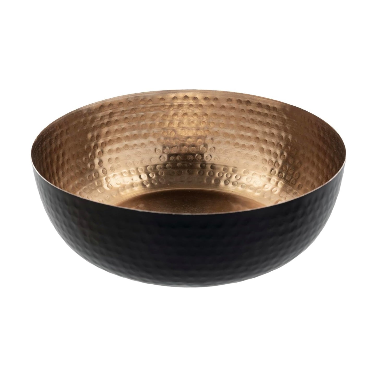 Art Deco Hammered Metal Decorative Bowl / Copper / Black / 8 Inch