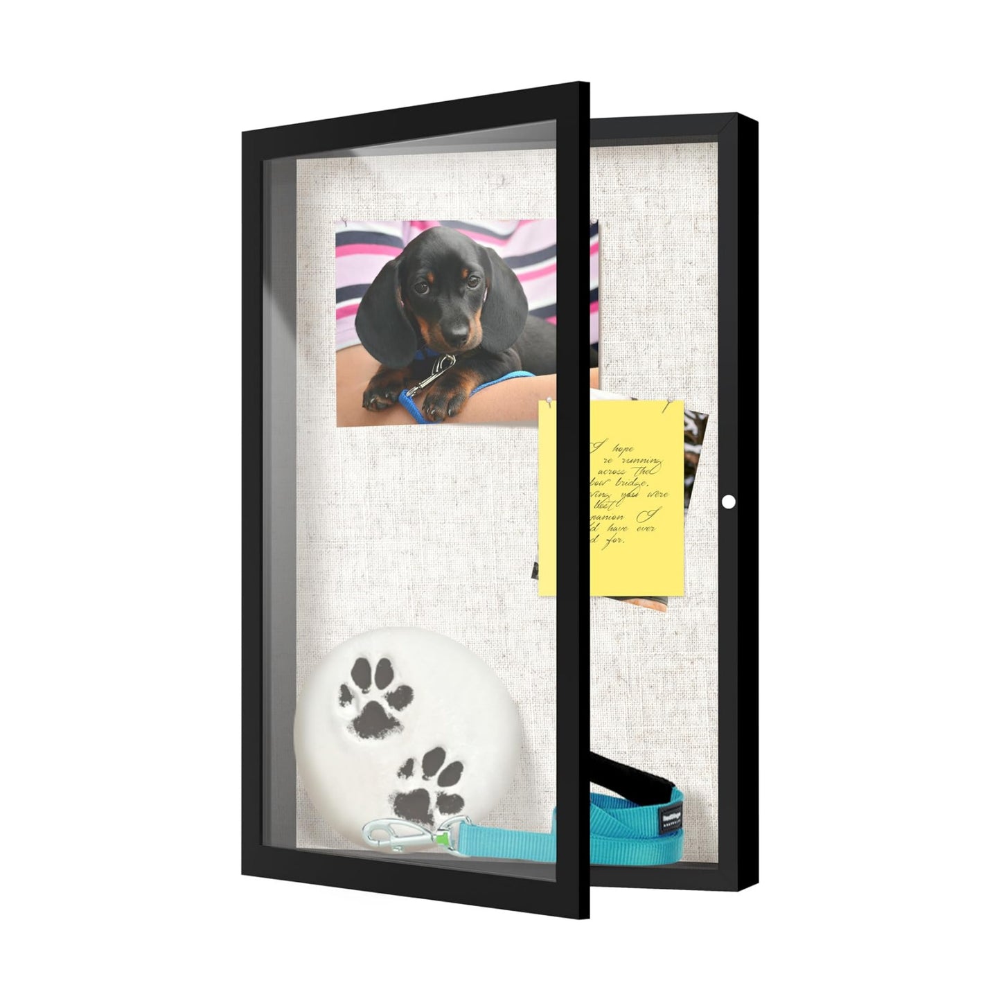FrameWorks 12x18 Deep Shadow Box Frame, Wooden Display Case w. Linen Board & Tempered Glass Door - Matte Black - Large
