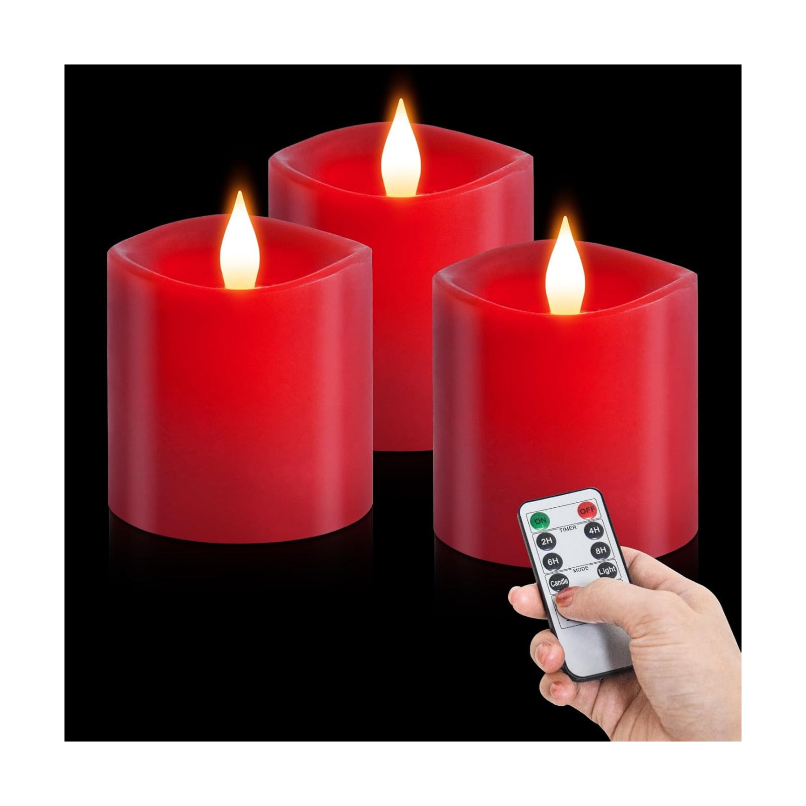 3x3 Flickering Flameless Candles Set of 3, LED Battery Candles,with Timer, 3 inch Flameless Candles with Remote, for