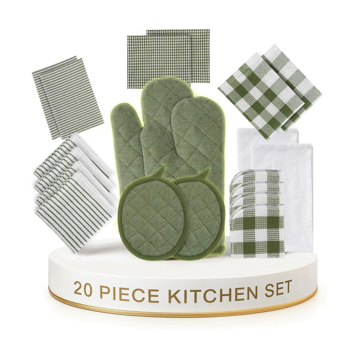 LANE LINEN Kitchen Towel and Pot Holder Sets 20 Pc - Eco Friendly Reusable Cotton Dish Towels, Soft Flour Sack Tea
