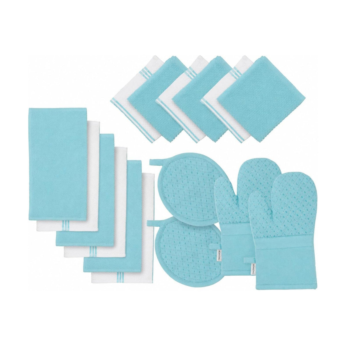 Lane Linen 16Pc Kitchen Towel Set - Heat Resistant Oven Mitts & Pot Holders, Reusable Dish Cloths, Absorbent Hand