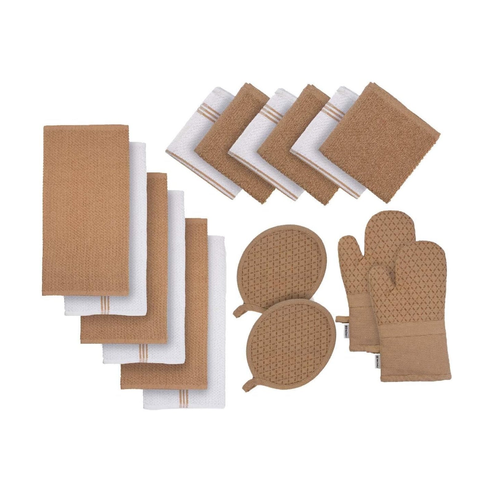 LANE LINEN 16 Piece Kitchen Dish Cloths Set - 100% Cotton Dish Towels, Heat Resistant Kitchen Mittens and Pot Holder