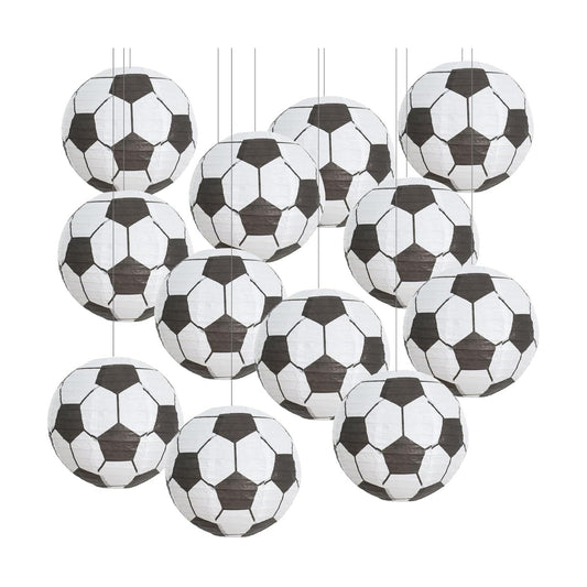 BEISHIDA 8Inch Football Paper Lanterns 12Pack Hanging Round Chinese Lantern