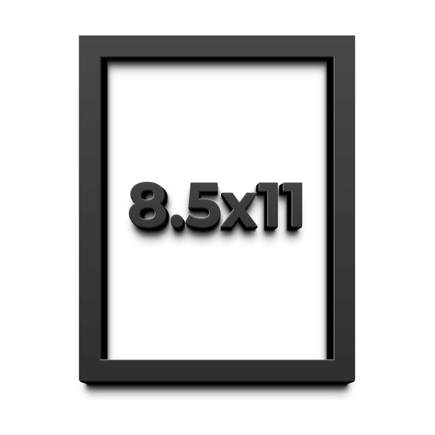 8.5x11 Black Shadow Box Frame - Contemporary Wood Shadow Box Complete with UV Acrylic, Foam Board Backing & Hanging