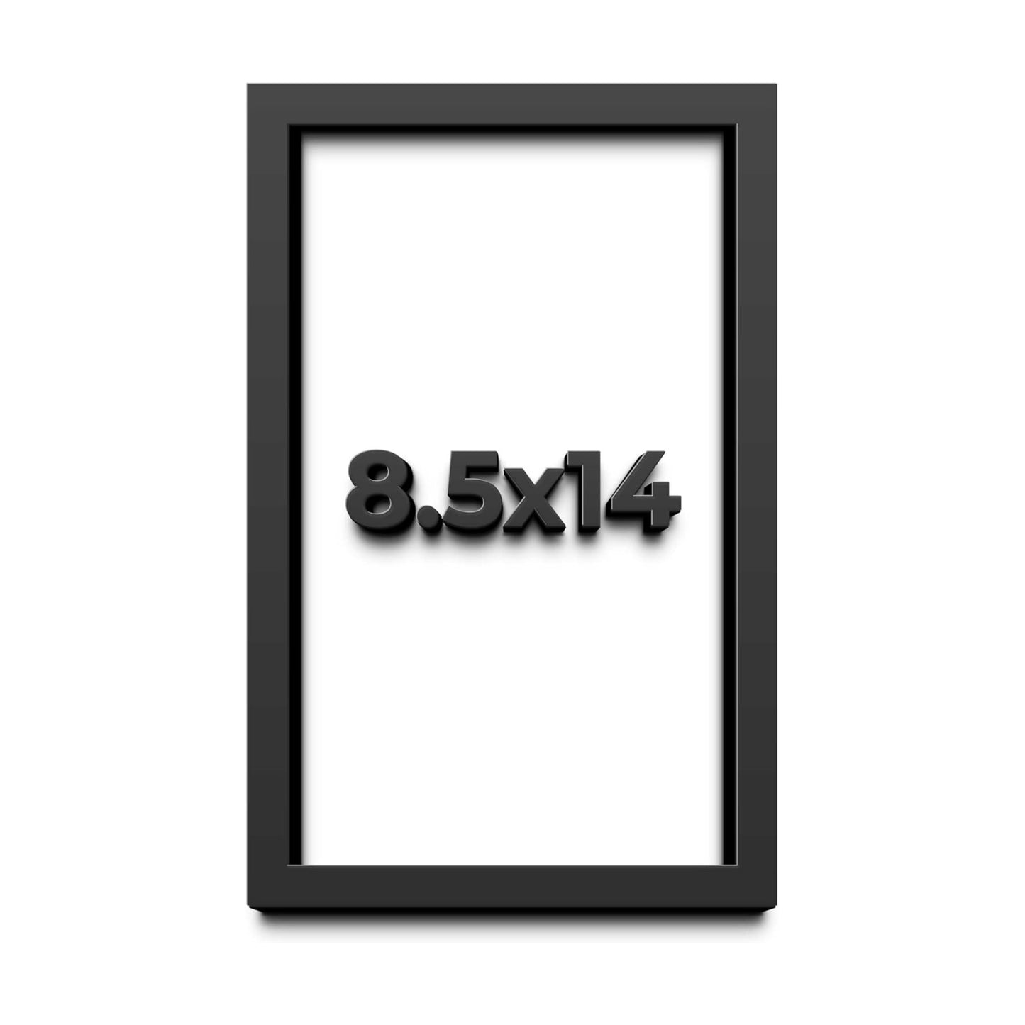 8.5x14 Black Shadow Box Frame - Contemporary Wood Shadow Box Complete with UV Acrylic, Foam Board Backing & Hanging