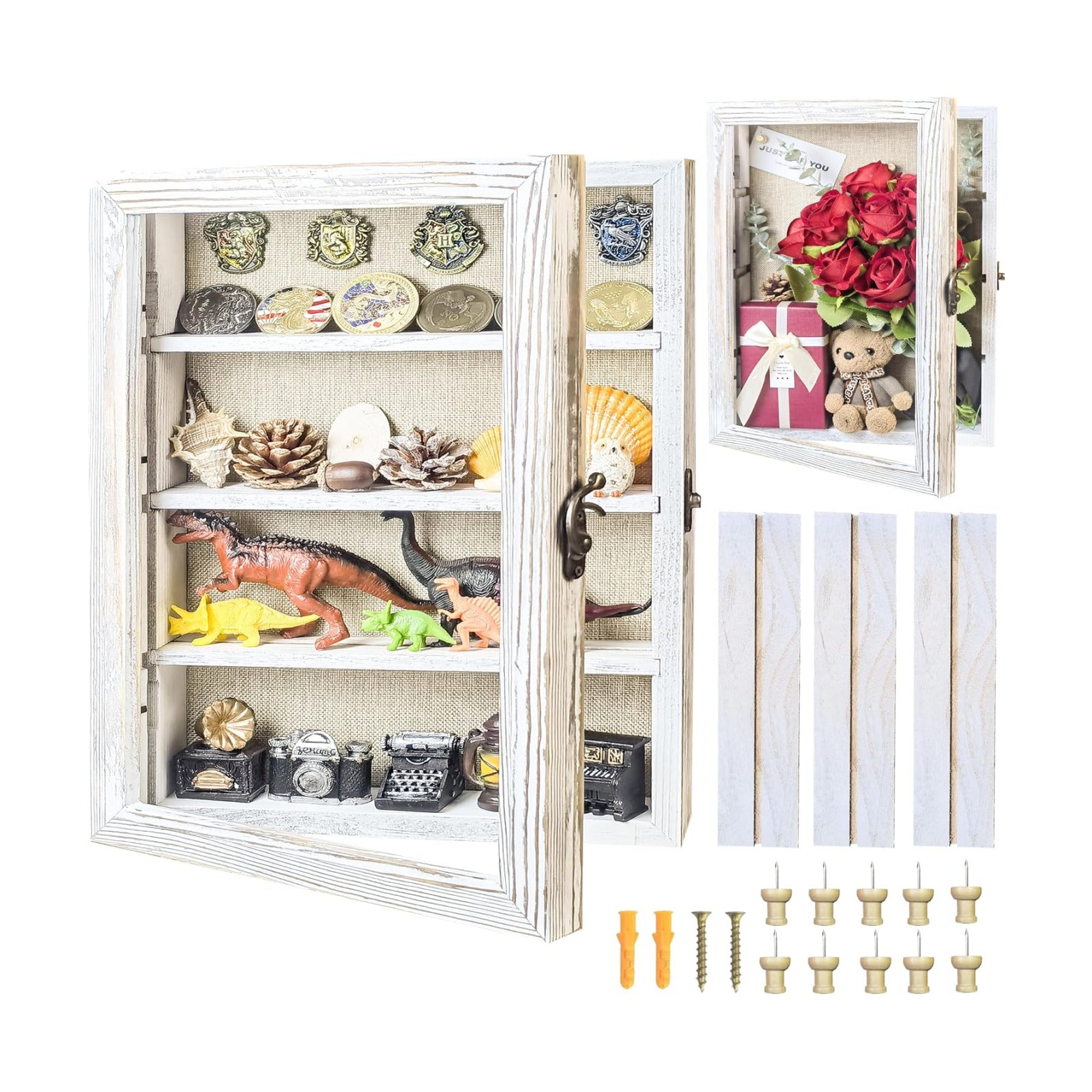 White 11x16 Large Shadow Box Frame Deep Shadow Box with Shelves Memorial Shadow Box Display Case with Linen Back for
