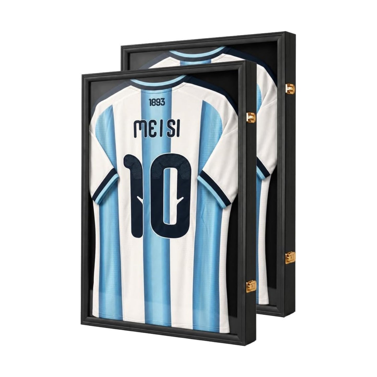 Large Jersey Frame Display Case Jersey Shadow Box Black 2PC | Wall Mounted, UV Protection Acrylic,Wood, Fits Football
