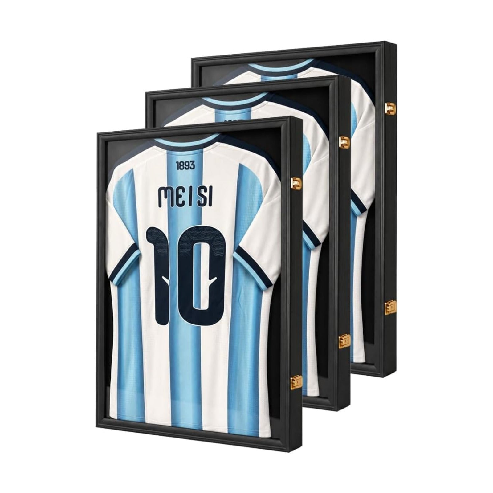 Large Jersey Frame Display Case Jersey Shadow Box Black 3PC | Wall Mounted, UV Protection Acrylic,Wood, Fits Football