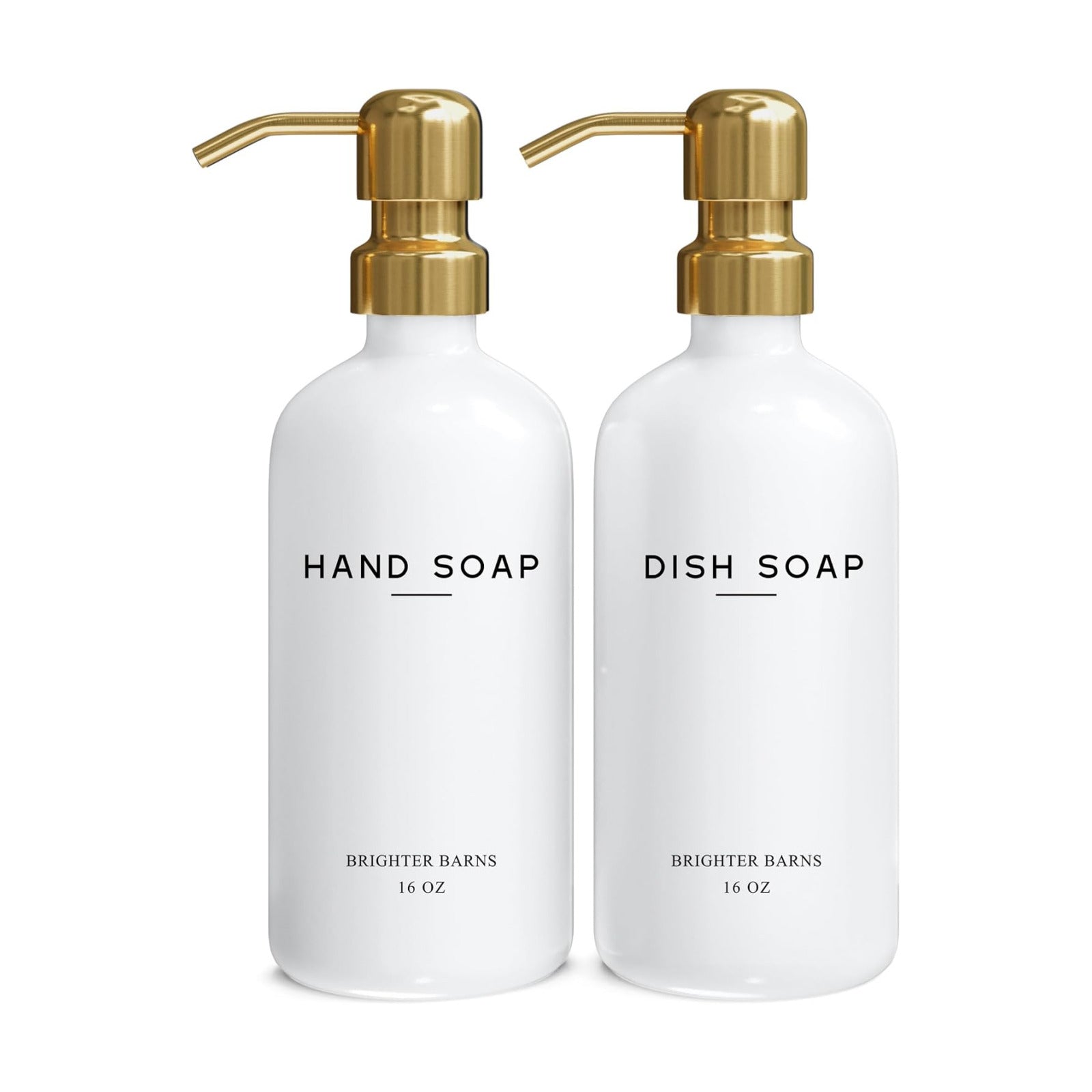 Luxury Glass Hand and Dish Soap Dispenser Set by Brighter Barns - Kitchen Soap Dispenser Set & Stainless Steel Pump