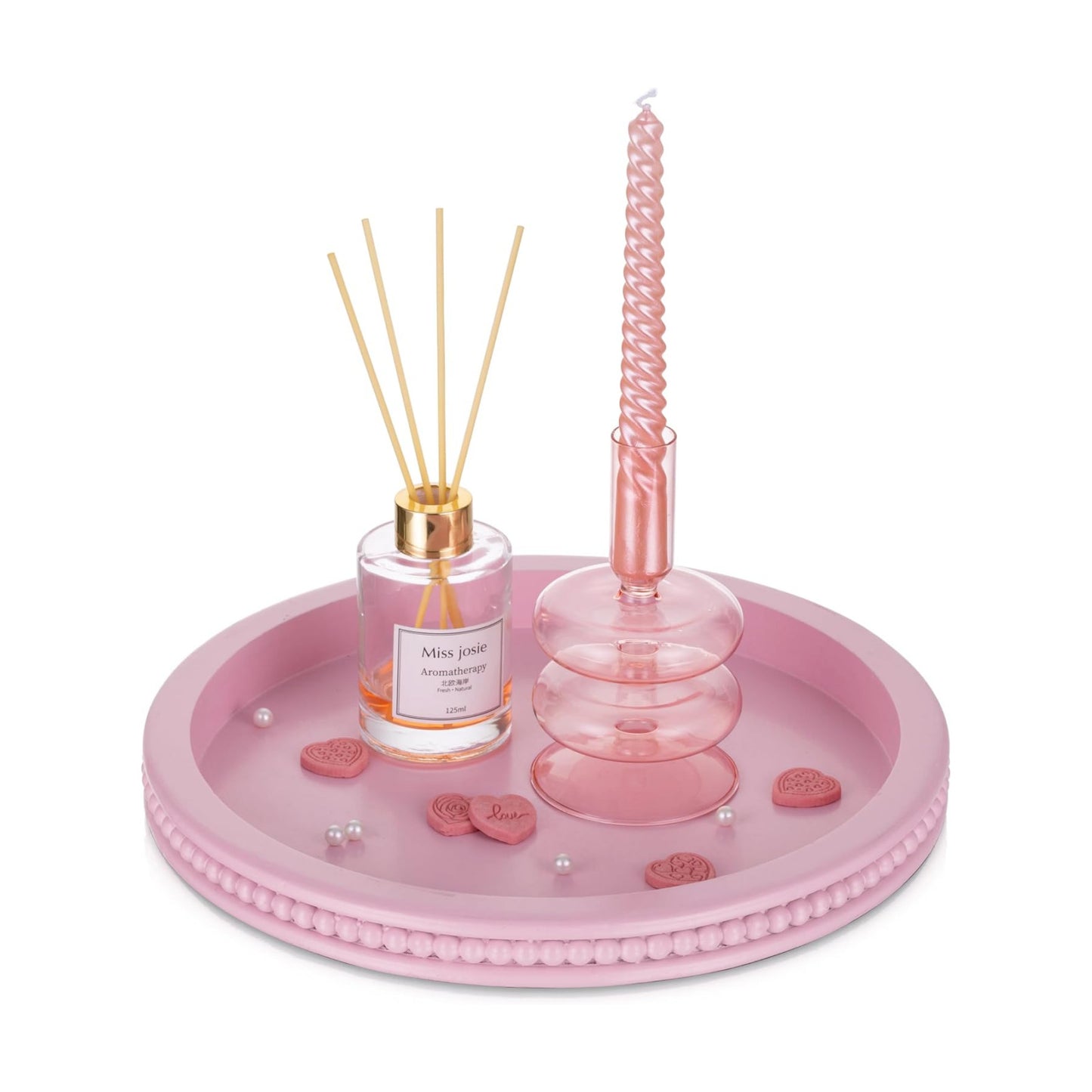Tray Decorative Round / 11.8 / Pink