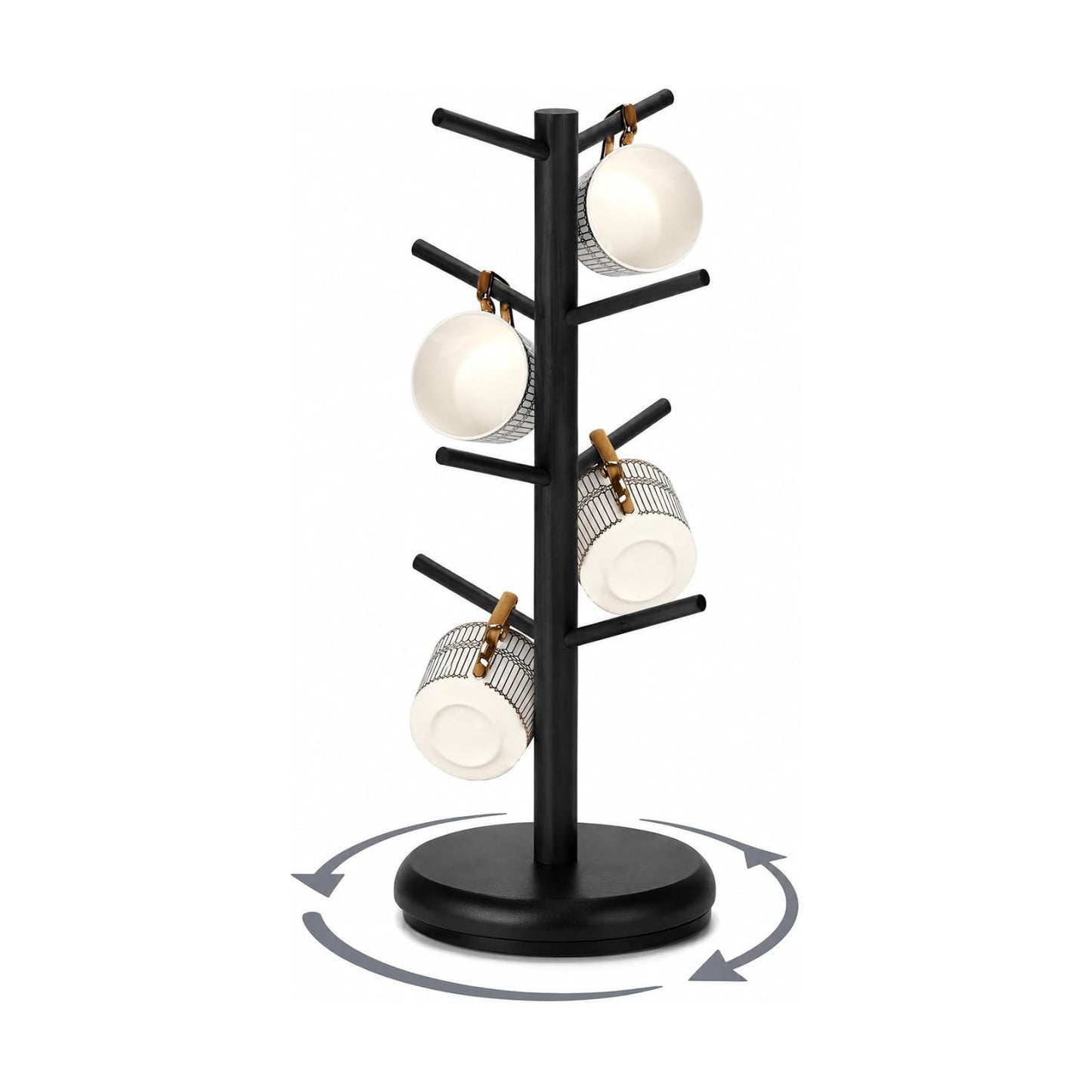BAMBANG Mug Holder, 360° Rotating Mug Tree Holds 8 Coffee Cups, Space Saving Mug Rack with Stable Base for Kitchen