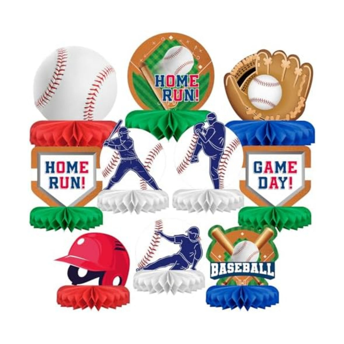 Baseball Party Supplies:Baseball-Themed Honeycomb Centerpiece for Baseball Birthday & Gameday Celebrations - Essential Decorations & Favors