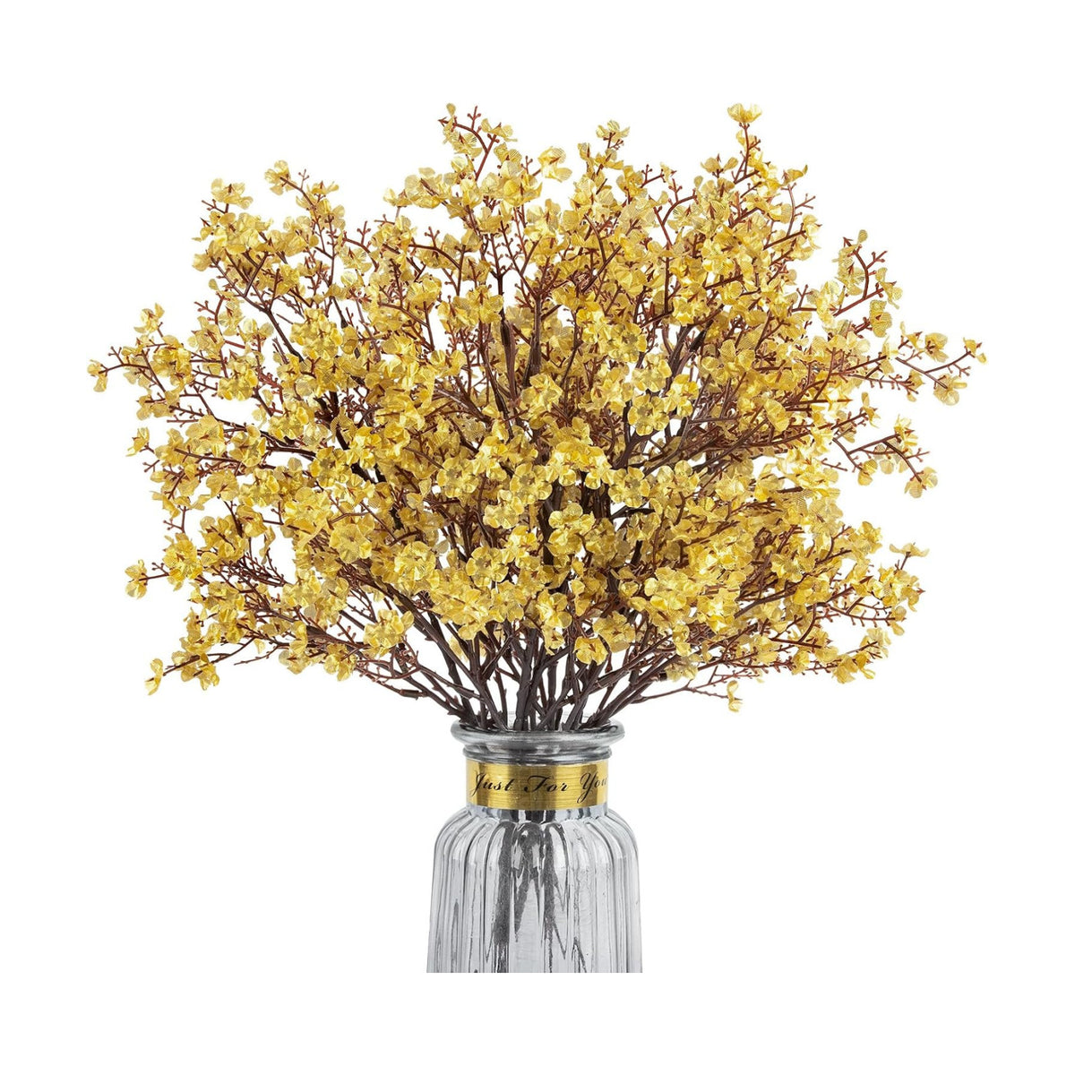 8Pcs Artificial Babys Breath Flowers Real Touch Fake Gold Flower Decoration