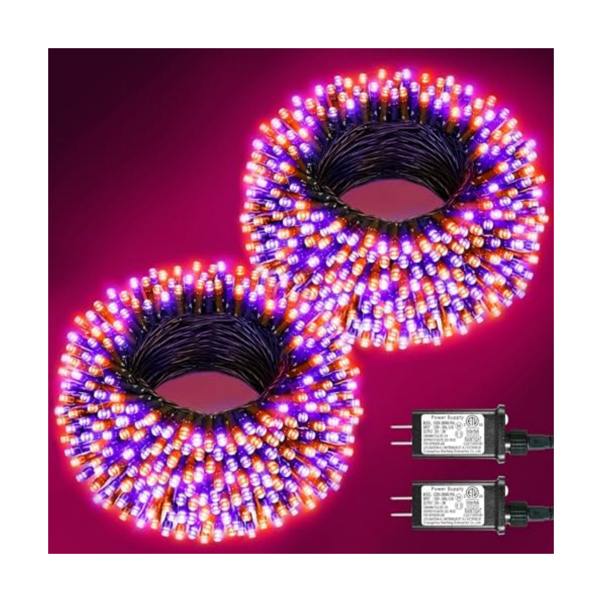 2 Pack Halloween Lights, Total 200FT 600 LED Outdoor String Lights