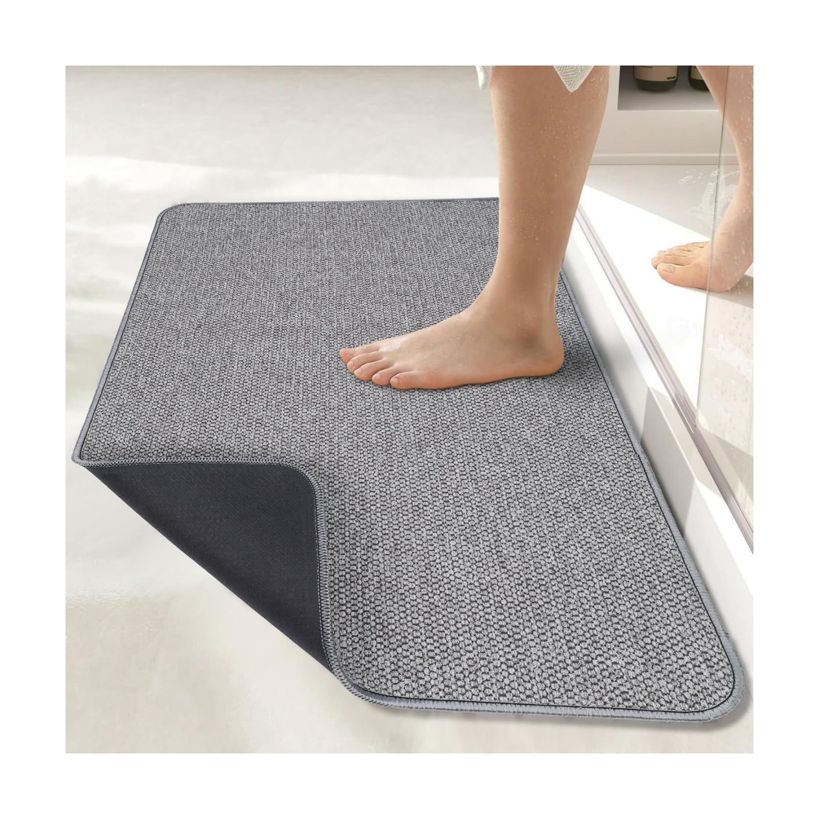Bosap Bath Mat,Ultra Thin Bathroom Rugs,Rubber Bath Mats for Bathroom,No Slip Bath Rugs,Quick Dry,Machine Washable,Low