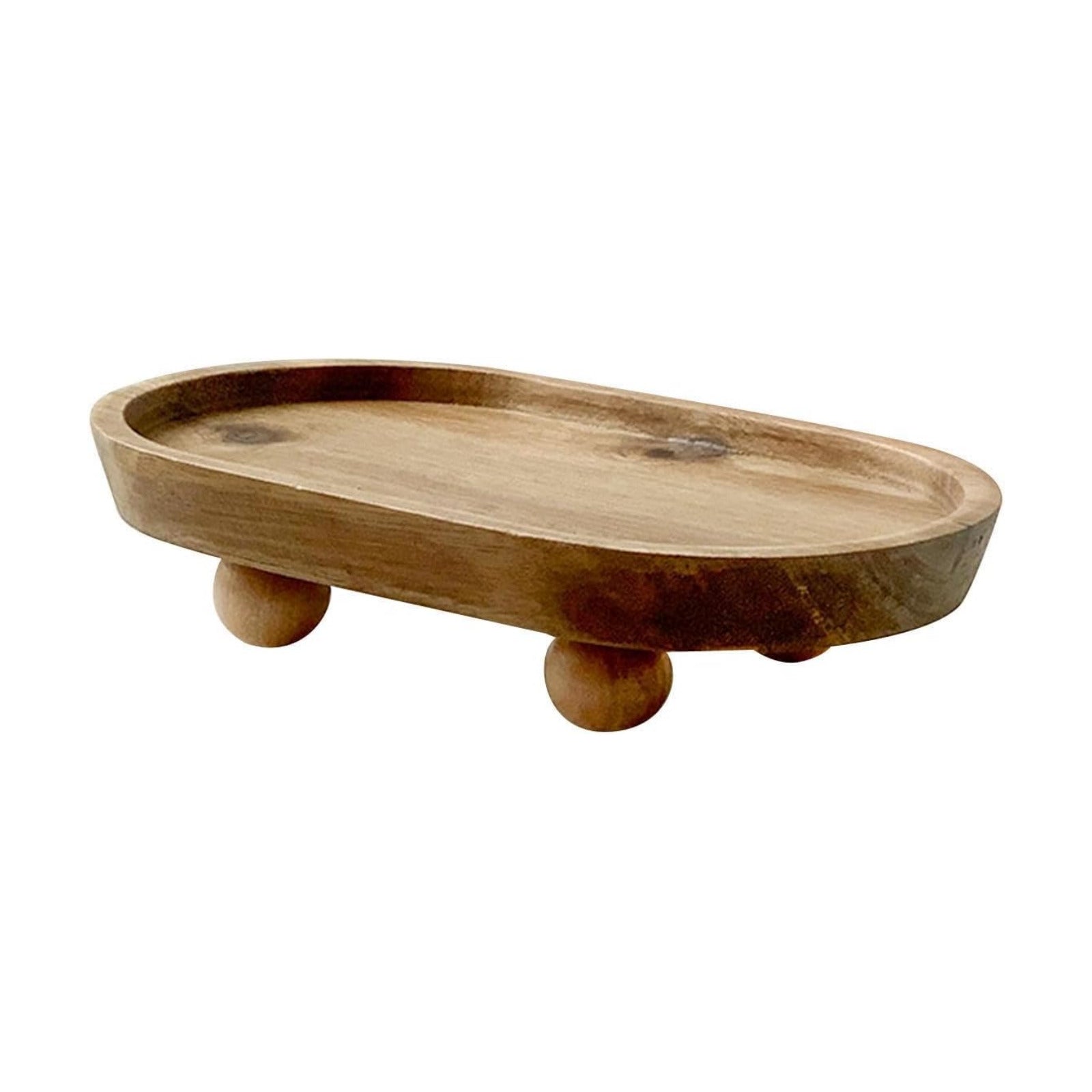 Small Wooden Riser Wooden Pedestal for Display Tray Display Riser / 11.8 x 19.8 x 4.3 / Oval Cm