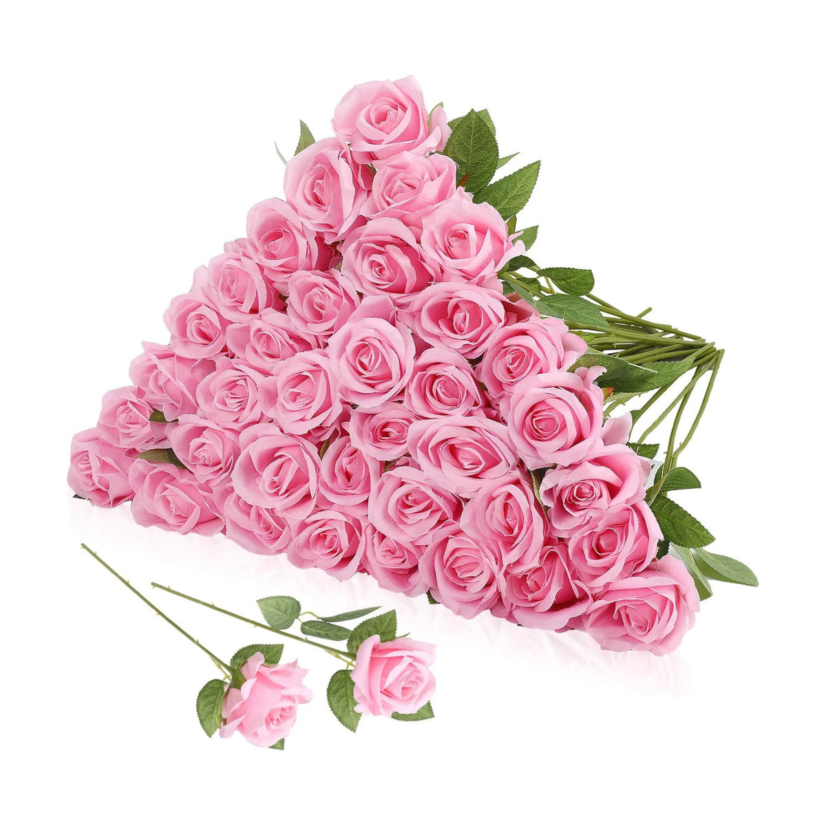 36 Pcs Silk Pink Rose Bouquet Bridal Artificial Flowers Mother Day