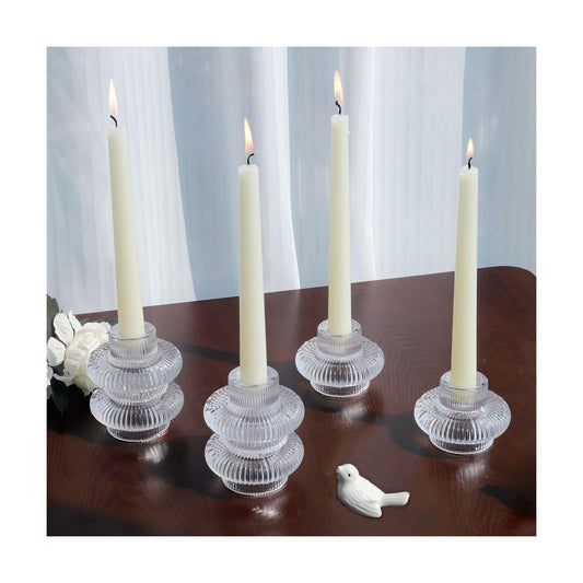 VOHO Dual Sized Candlestick Holders Set of 6, Clear Candle Sticks Holder