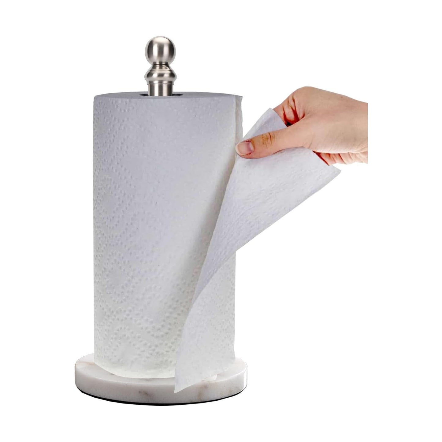 Exilon Paper Towel Holder Countertop with Heavy Marble Base, Standing Paper Towel Roll Holder for Kitchen Bathroom