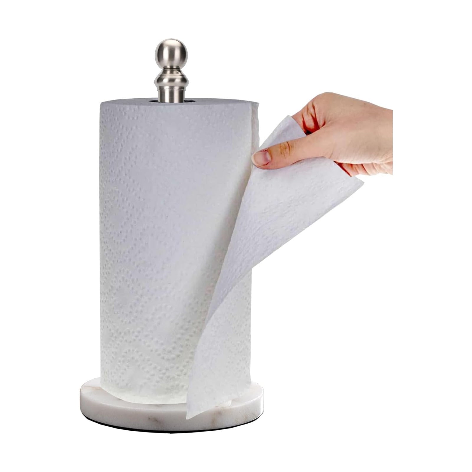 Exilon Paper Towel Holder Countertop with Heavy Marble Base, Standing Paper Towel Roll Holder for Kitchen Bathroom