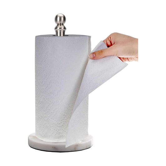 Exilon Paper Towel Holder Countertop with Heavy Marble Base, Standing Paper Towel Roll Holder for Kitchen Bathroom
