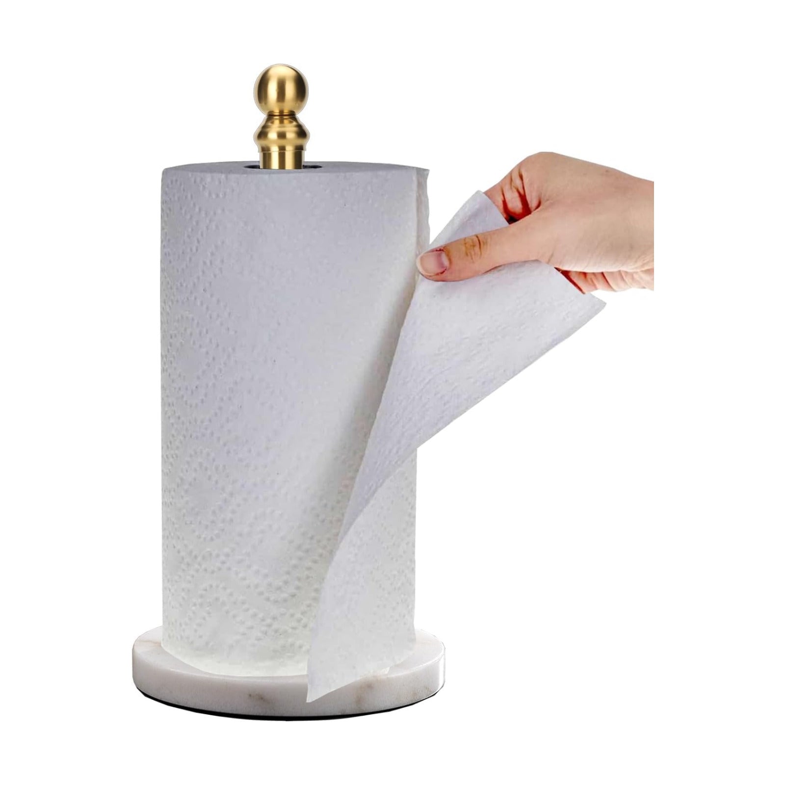 Exilon Gold Paper Towel Holder Countertop, Standing Paper Towel Roll Holder for Kitchen Bathroom, with Weighted Base